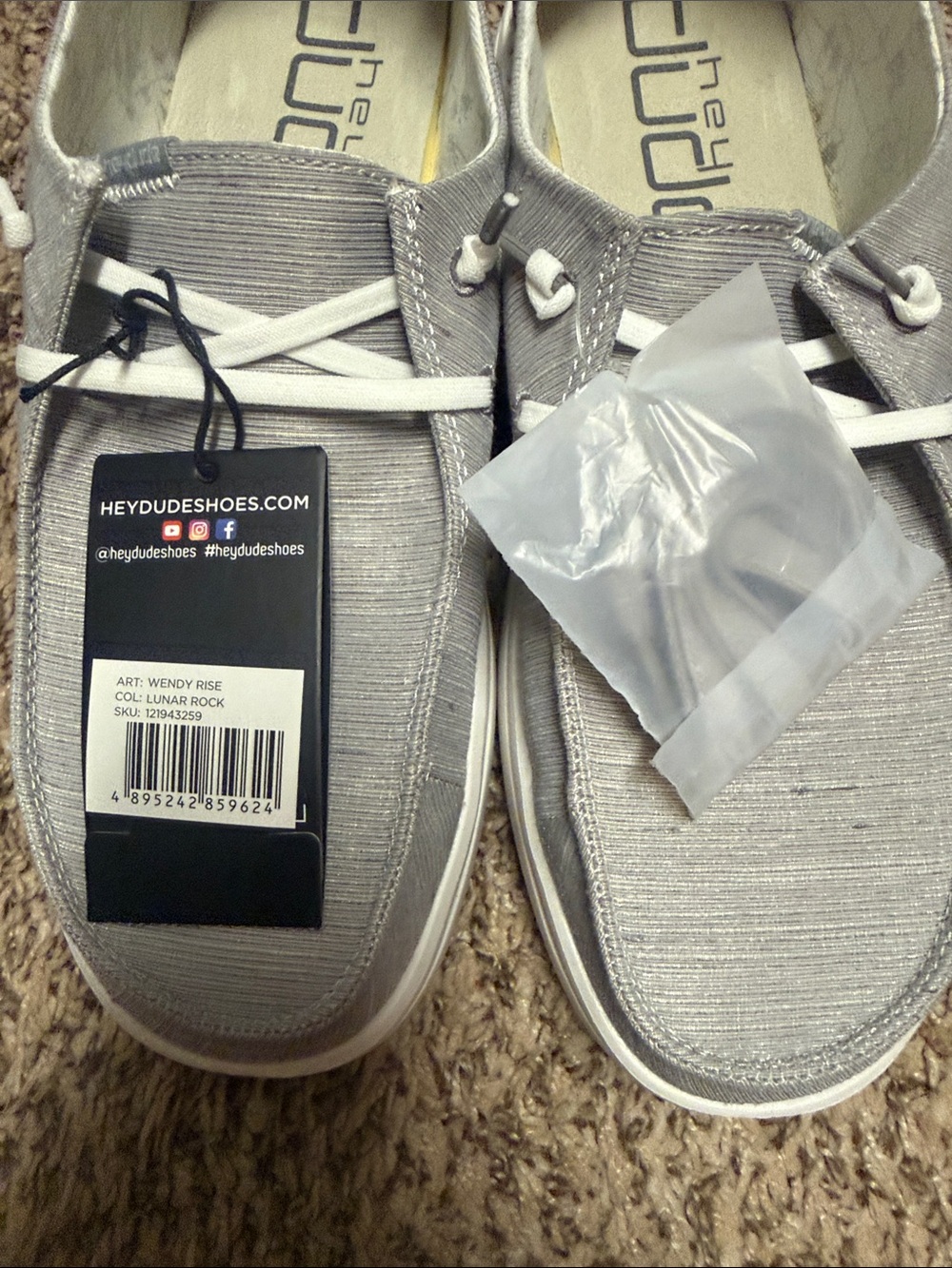 BNWT Hey Dude Wendy Rise Lunar Rock Color Canvas Casual Lace-Up Slip-Ons Size 11 - Picture 5 of 5